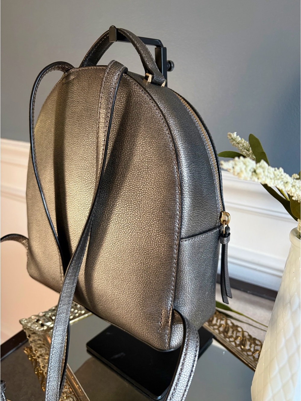 Kate Spade Sammi Dome Mini Backpack- Metallic Pewter - Picture 6 of 8